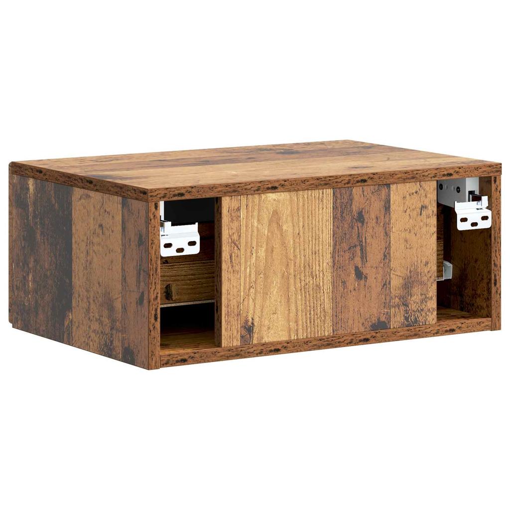 Wall Mounted Nightstand Reclaimed Wood Look 49 x 34.5 x 20 cm