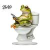 Transparent Acrylic Decor Frog on Toilet Decor, 2D Funny Bathroom Shelf Figure, Cute Decoration Assembled Statue for Desk Living Room Office,