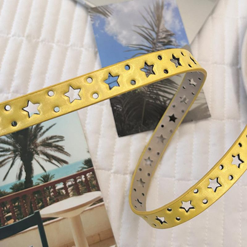 Summer Dopamine Lemon Yellow Women'S Belt Trend Simple Belt Subculture Y2K Belt Punch Free Belt