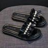 Internet celebrity pearl slippers women's summer 2025 new thick bottom one-word tugs ins popular fashion versatile small fragrant sandals