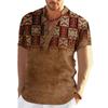 Vintage Men'S 3D Faion Patchwork Printed Irt Oversized Autumn  Collar Fce Lined Thiened Nine-Quarter Sve