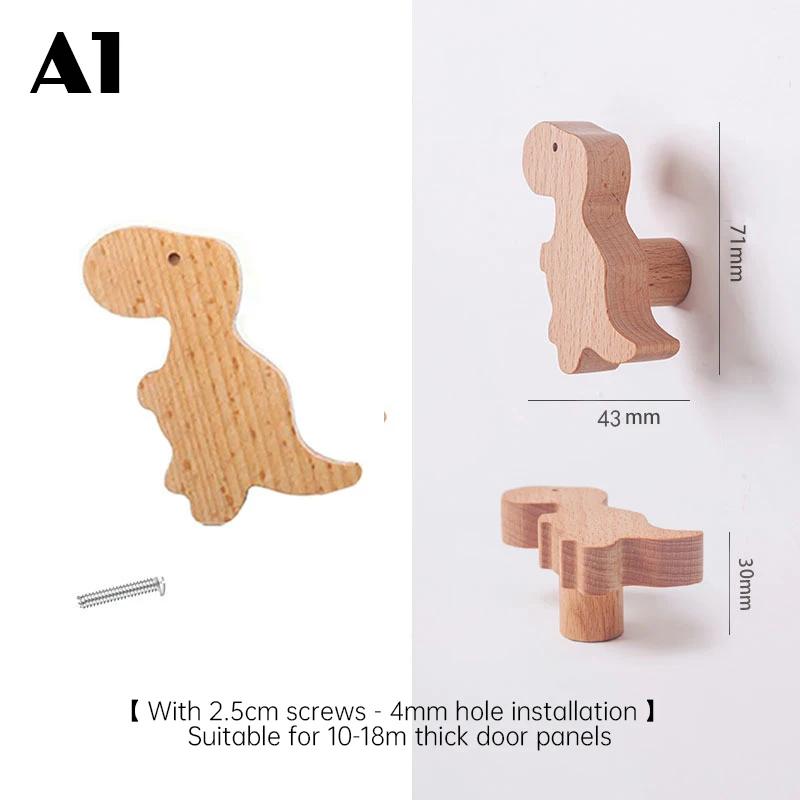 Деревянная ручка для дверцы шкафа Детская комната Креативная Милый Маленький Динозавр Ручка для мебельного шкафа Детская Ручка для ящика шкафа