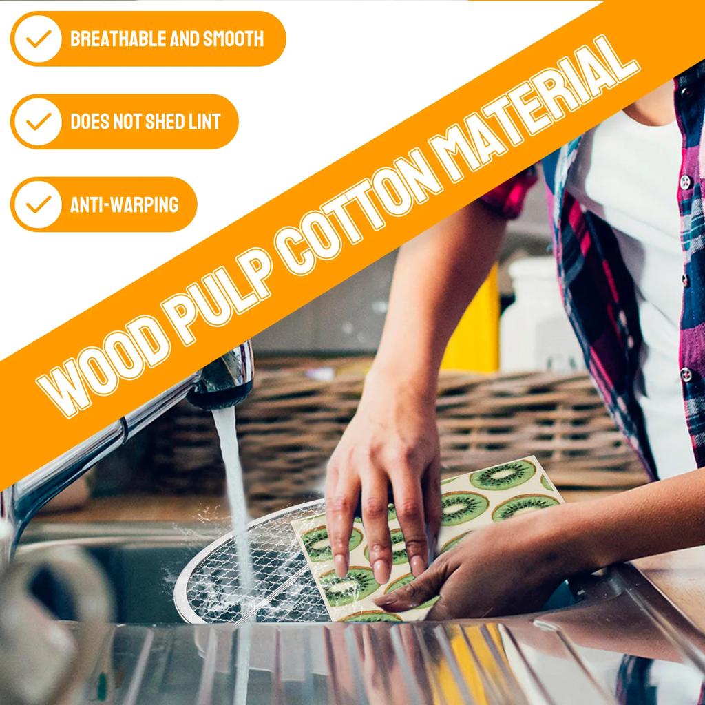 6/8Pcs Swedish Dishcloths Cellulose Cotton Fruit Style Kitchen Dish Towels Non Scratch Absorbent Cleaning Cloth for Dish Bowl