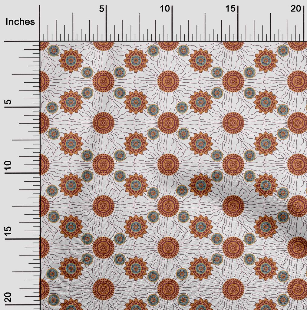 oneOone Cotton Poplin Dark Mustard Fabric Asian Block Sewing Material Print Fabric By The Yard 42 Inch