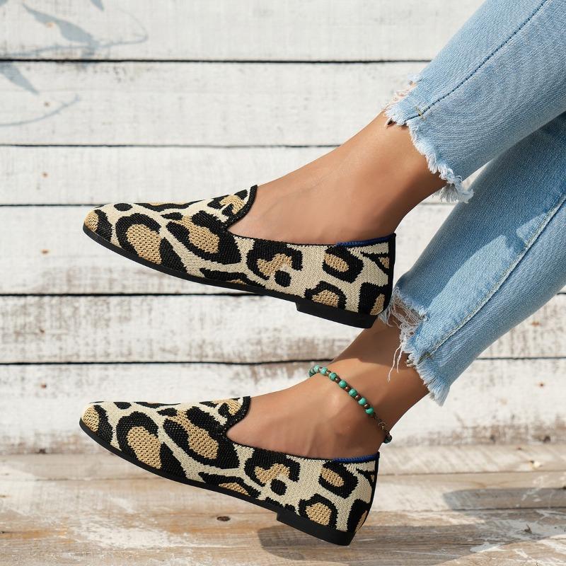 Spring and Autumn Flying Weaving Single Shoes Doudou Shoes Flat 4 Women's Shoes Soft Sole Square Head