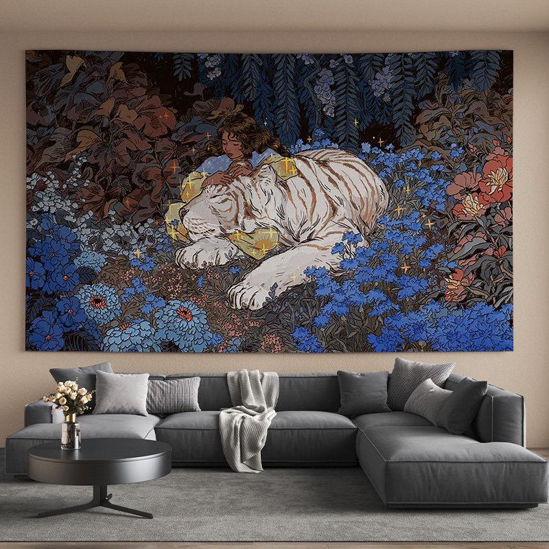 Tiger Jungle Wall Tapestry Aesthetic Animal Wall Hanging for Bedroom Living Room Dorm Boho Nature Home Decor 100X70CM