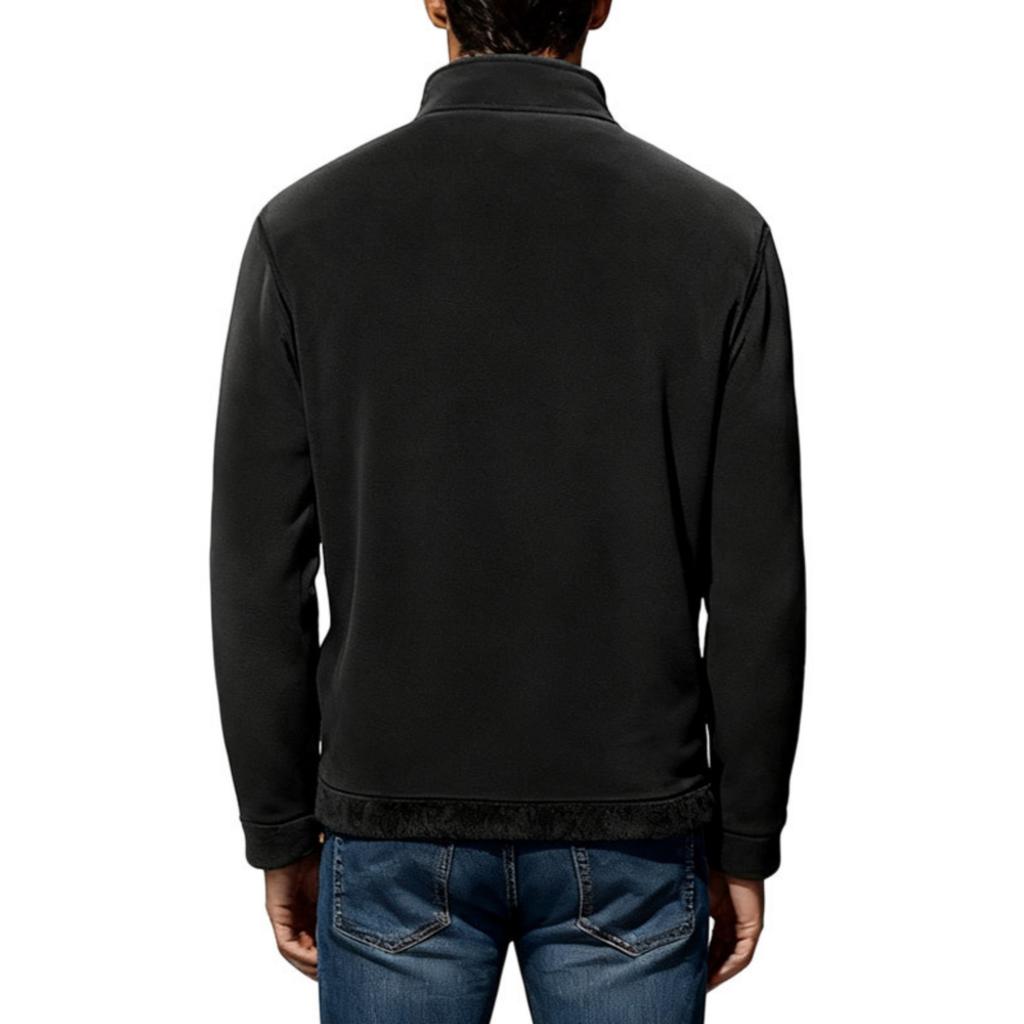 Men's Solid-color Casual Fleece And Pile Warm Jacket, Men's Stand-up Collar One-third Zipper Pullover Hoodie