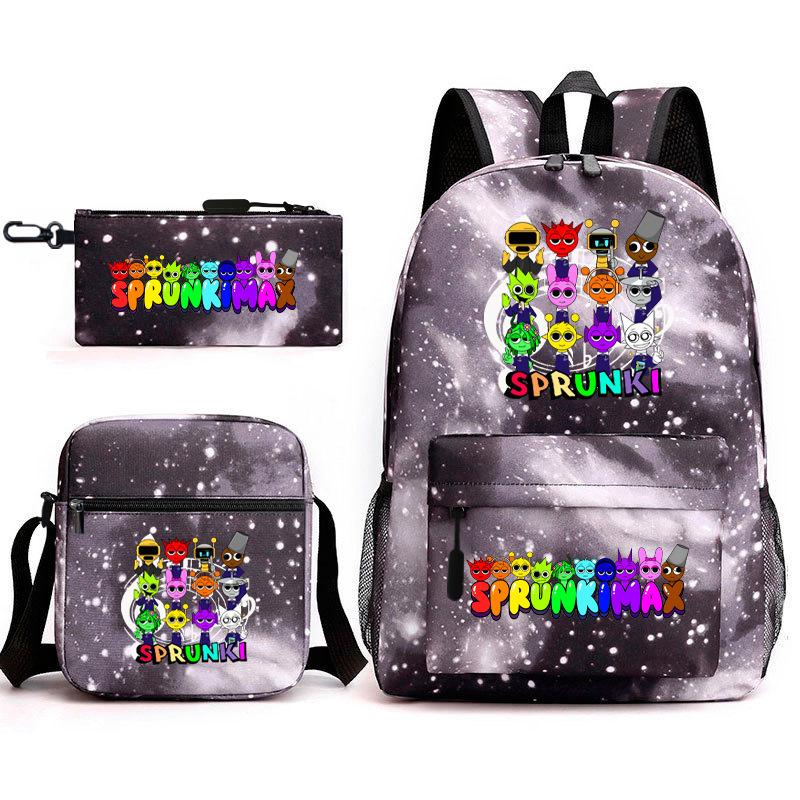 Anime Cartoon Backpack Sprunki Large Capacity Primary School Student Schoolbag Satchel Pencil Case