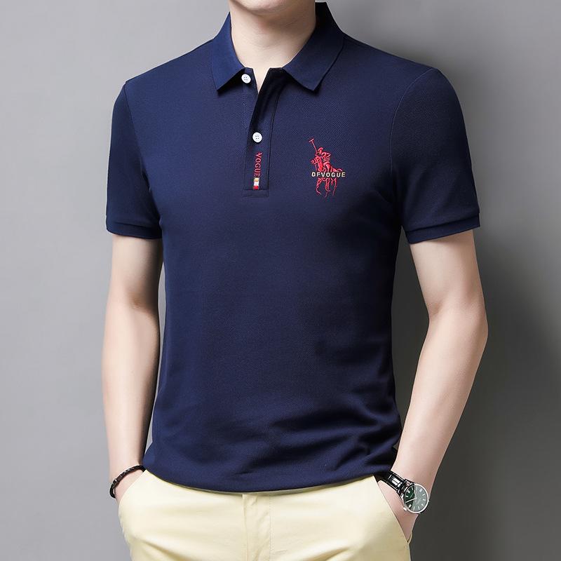 Men's Summer 2026 Embroidered Polo Shirt: Imitation Cotton, Turn-Down Collar, Business Casual Short-Sleeve