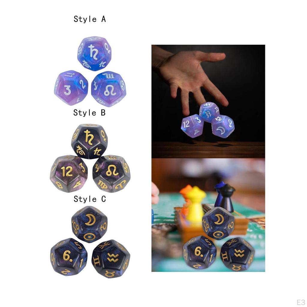 Acrylic D12 Astrology Dice Set, Entertainment Toy, for Parties, Fortune Telling, Gaming