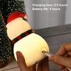 Snowman Tap Light Cute Christmas Lamp Rechargeable Silicone Touch Bedside Light Snowman Mood Lighting for Christmas Tree
