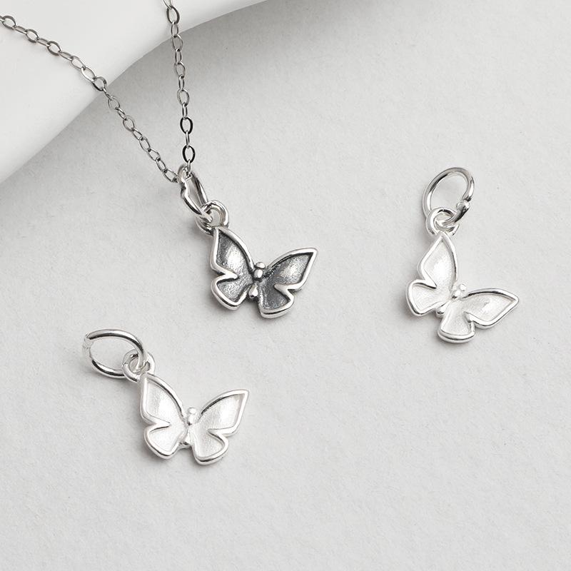 S925 Sterling Silver Butterfly Pendant DIY Handmade Jewelry Accessory