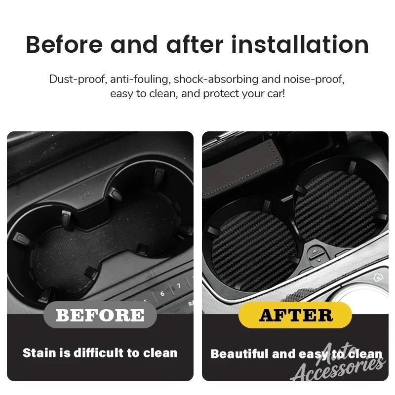 Carbon Fiber Car Anti-slip Water Cup Pad Anti-noise Coaster Mat For BMW F30 F32 F36 G20 G23 Serie F20 F26 X1 X3 X4 X5 X7 E87 G30 A3Y4