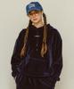 Unisex Corduroy Spandex Hoodie Semi-Overfit Navy (Corduroy Arch Logo Hoodie Navy)