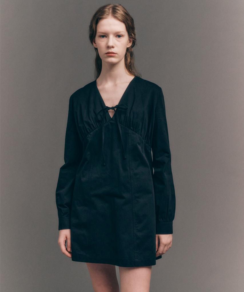Seteo (W) Shirred Cotton Dress Black