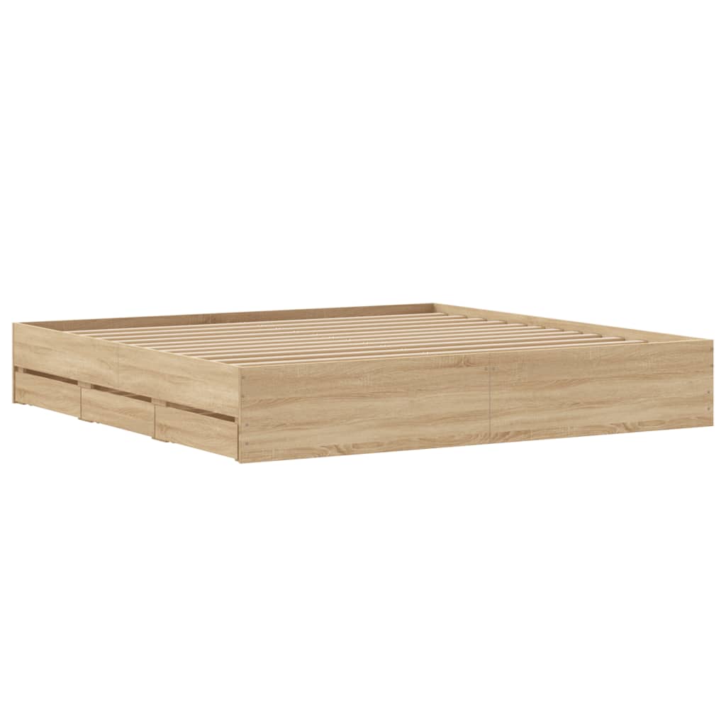 Vidaxl Bed Frame with Drawers, Sonoma Oak, 160X200 Cm