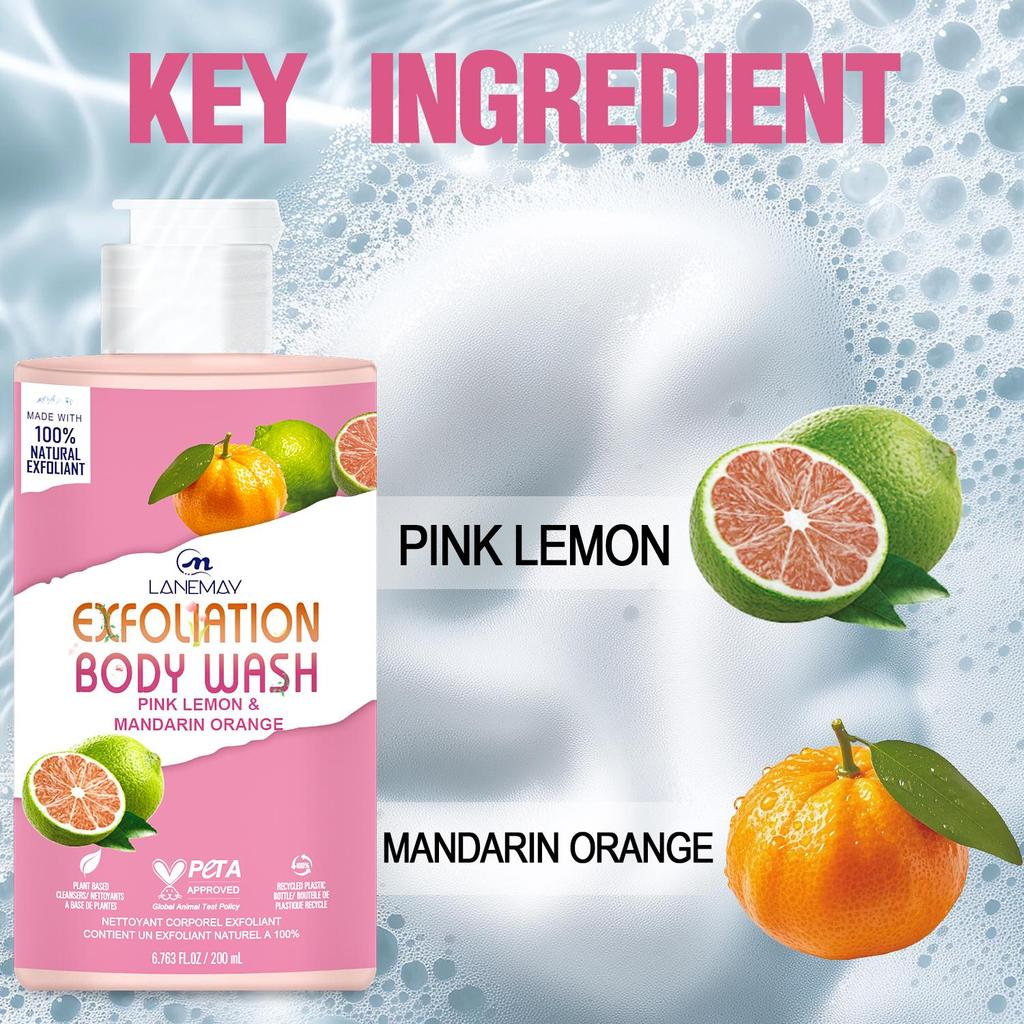Pink Lemon & Mandarin Orange Body Wash-Gentle In Cleaning Dirt, Grease & Impurities, Brightens Skin & Improves Radiance,200ml