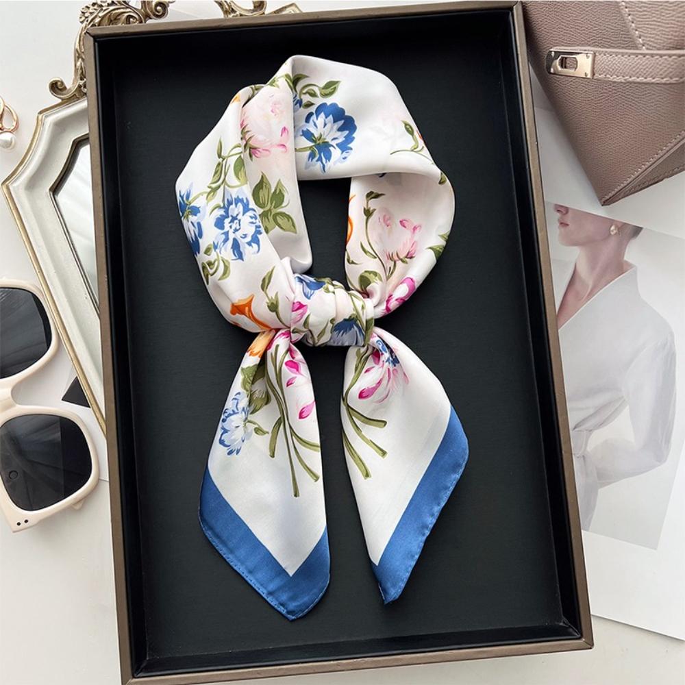 Luxury Print Square Silk Scarfs For Women Decorate Neck Ties Fashion 70*70Cm Kerchief Lady Summer Beach Hijab Female Neckerchief