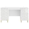 Glossy White Desk Particleboard 142.5 X 50 X 75 Cm