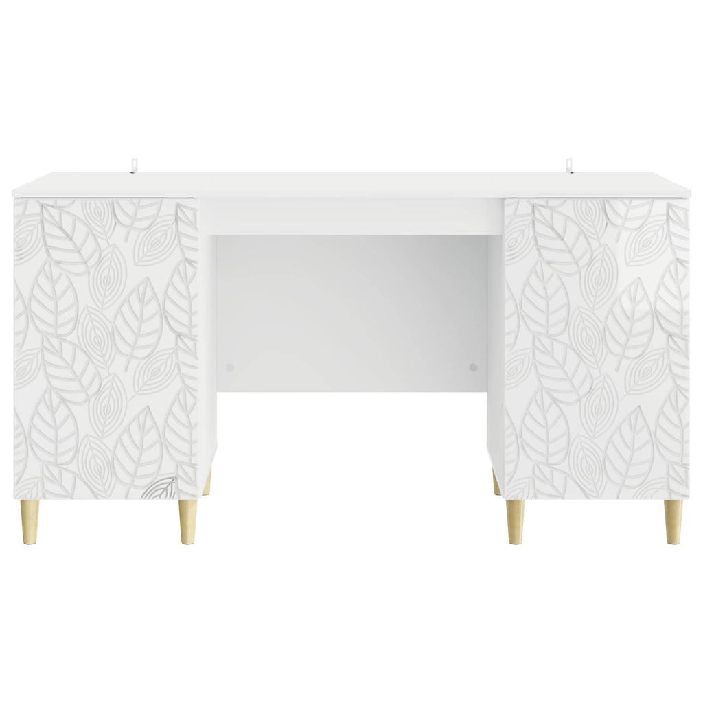 Glossy White Desk Particleboard 142.5 X 50 X 75 Cm