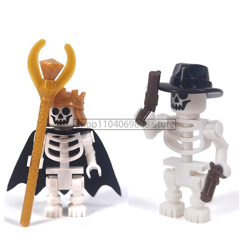 MOC Halloween Building Blocks Skeleton Army Knight Figures Flame Horse Medieval Vampire Furniture Assembly DIY Bricks Toys Gifts