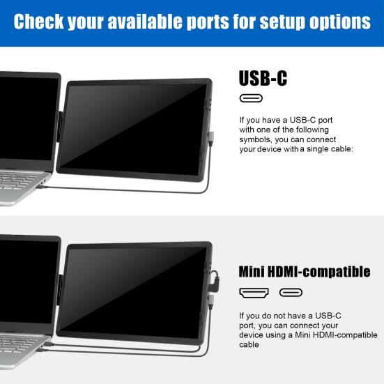 Laptop Screen Extender Portable Monitor with USB Port Lightweight Foldable FHD 1080P IPS Universal Laptop Monitor Extender