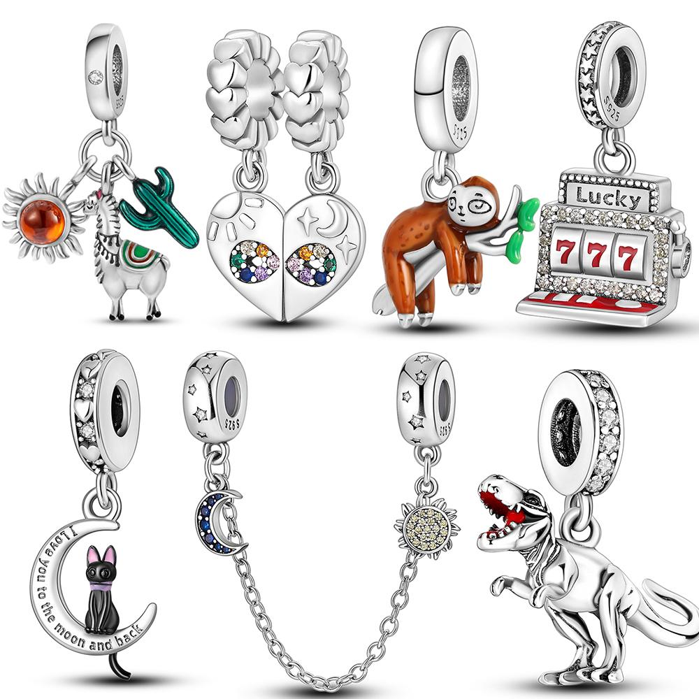 

Стерлингового Серебра 925 Верблюд Динозавр Луна Кошка Подвески Подвески Из Бисера Подходит Оригинальное Модное Ожерелье Браслет Изящные Ювелирные Изделия Женщины