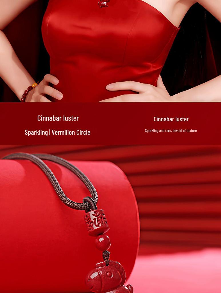 Authentic Cinnabar Zodiac Horse Pendant Necklace for Women and Children