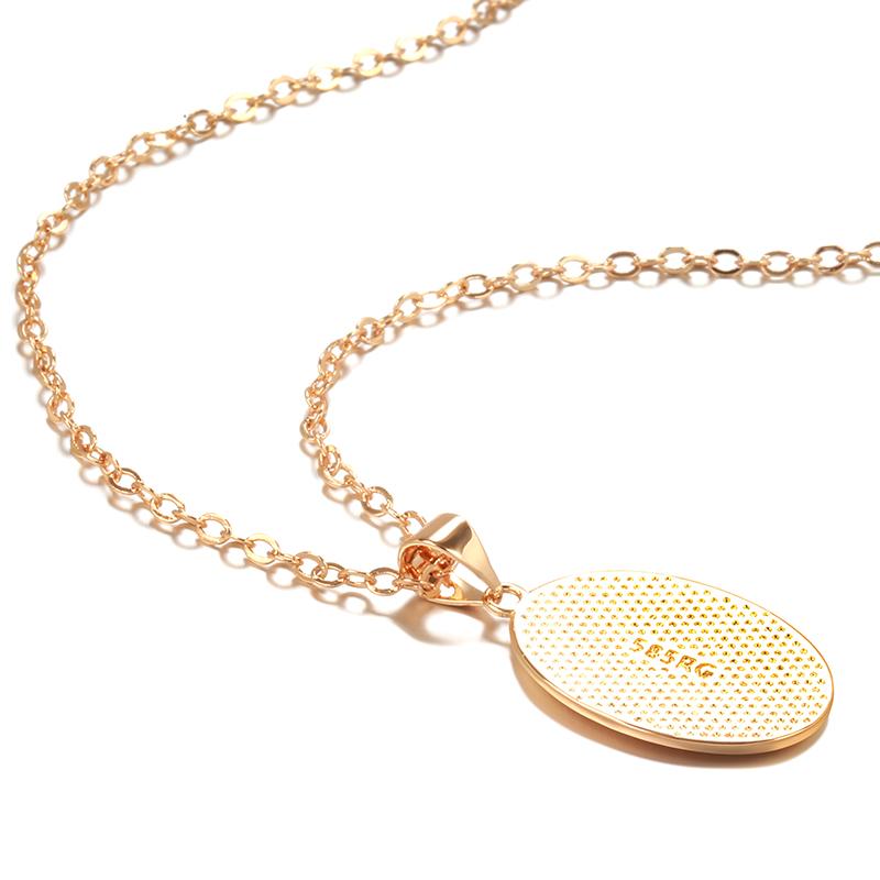Simple Oval Glossy Pendant Necklace Fashion  Rose Gold Color Women Charm Pendant High Quality Daily Fine Jewelry