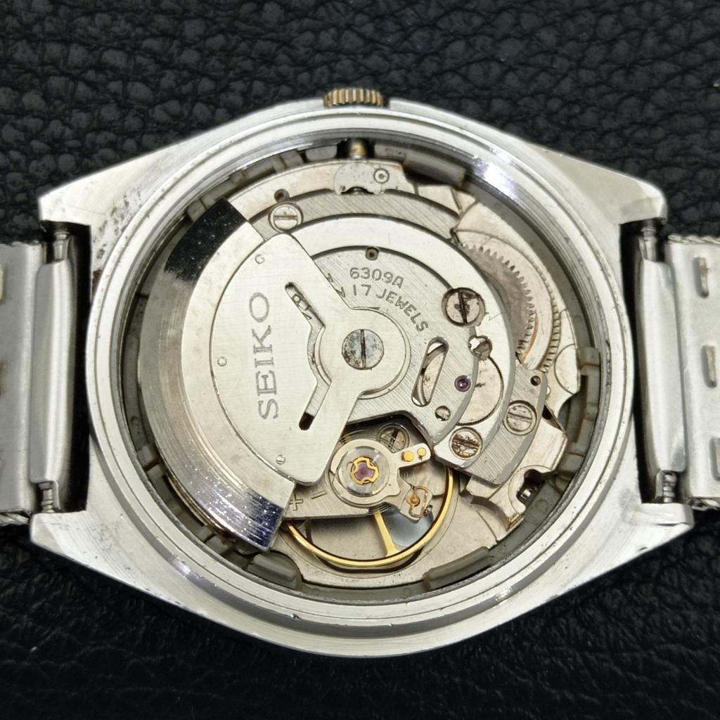 VINTAGE SEIKO 5 AUTOMATIC JAPAN 6309A MENS GOLDEN COLOR DIAL WATCH A701332-5 R206a-a701332