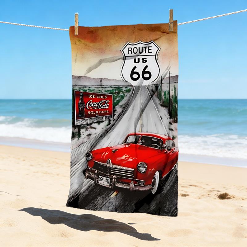 Toalla de Playa Route con Estampado Digital Elegante, Manta Absorbente de Secado Rápido para Playa, Piscina, Gimnasio, Viajes, Regalo de Navidad C9211844