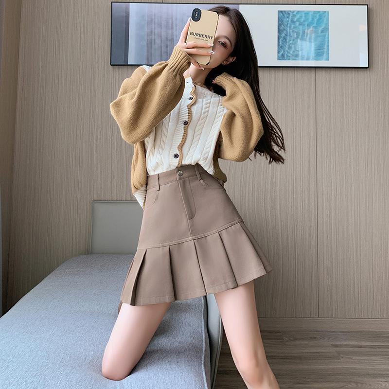 Spring and Autumn New High Waist Skinny College Style Grey A-Word Short Skirt Super Fire Suit Skirt