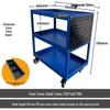 Three-Tier Hand Push Tool Cart for Auto Repair and Maintenance, Multi-functional Mobile Parts Storage Shelf