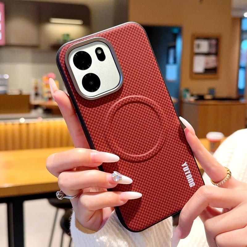 Voor OnePlus Turbo 6 6V Hoesje Magnetische Koolstofvezel Textuur PU Leer Cover Met Metalen Knop voor One Plus Turbo6