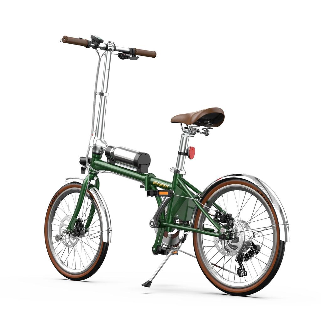 OT02PRO, rosso/verde, potenza motore 250W, 36V, batteria staccabile 5.2AH, pneumatici 20*1.35 pollici, bicicletta elettrica da città, velocità massima 25KM/H