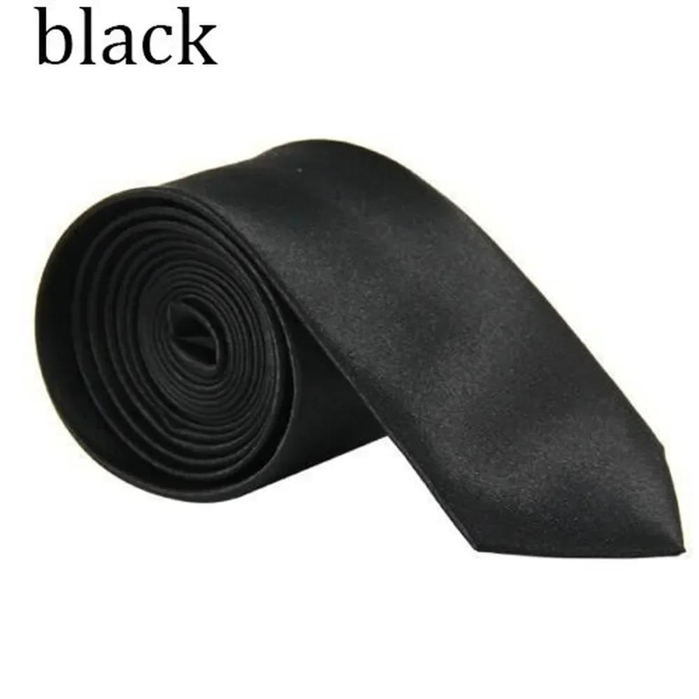 Men Solid Color Narrow Edition Smooth Tie for Men's New Product Formal Polyester Casual Hand Tie Wedding Suits Creative Gifts