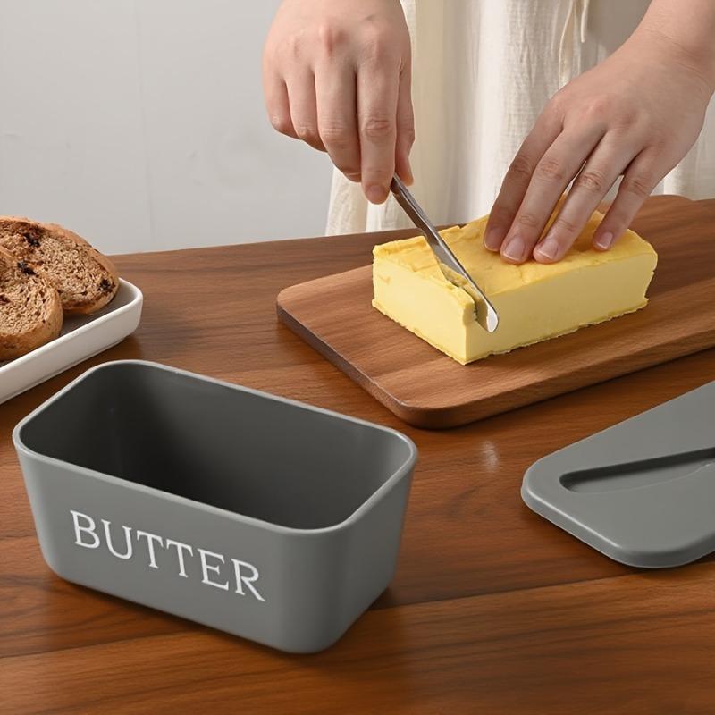 Easy-Clean Lid & Handle - Large Butter Storage Container with Knife - Heavy-Duty PP Plastic Butter Dish - Restaurant Supplies
