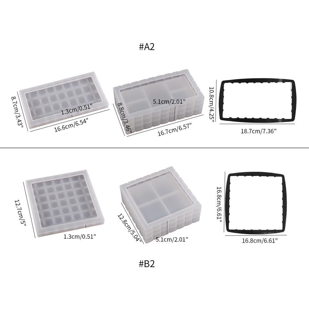 Diy Crystal Mold Square Rectangular Storage Box Mirror Silicone Mold with Lid Container Box Mould Home Decoration Tools