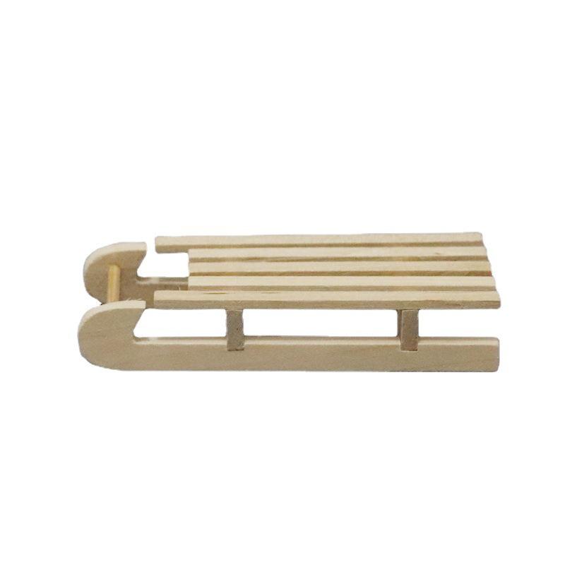 1:12 Dollhouse Solid Wood Snow Sled - Christmas Scene Model Accessory