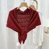 Triangle Shape Stripe Knitted Shawl Warp Knitting Shoulder Scarf Sun Protection Cape  Girls