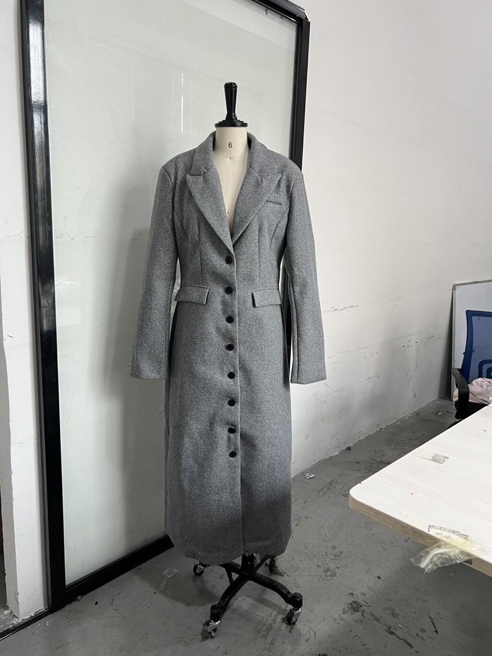 

Женское элегантное шерстяное пальто с лацканами и высокой талией, весна 2025 Small