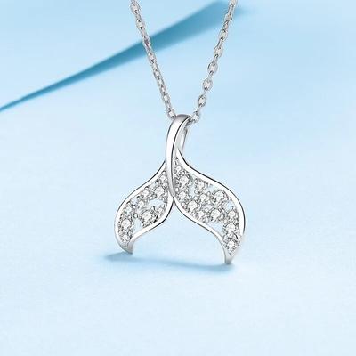 Collana Sirena Delfino Argento S925 100% Reale Moissanite Colore D Supera Test del Diamante Collana Semplice da Donna Gioielli Dolci