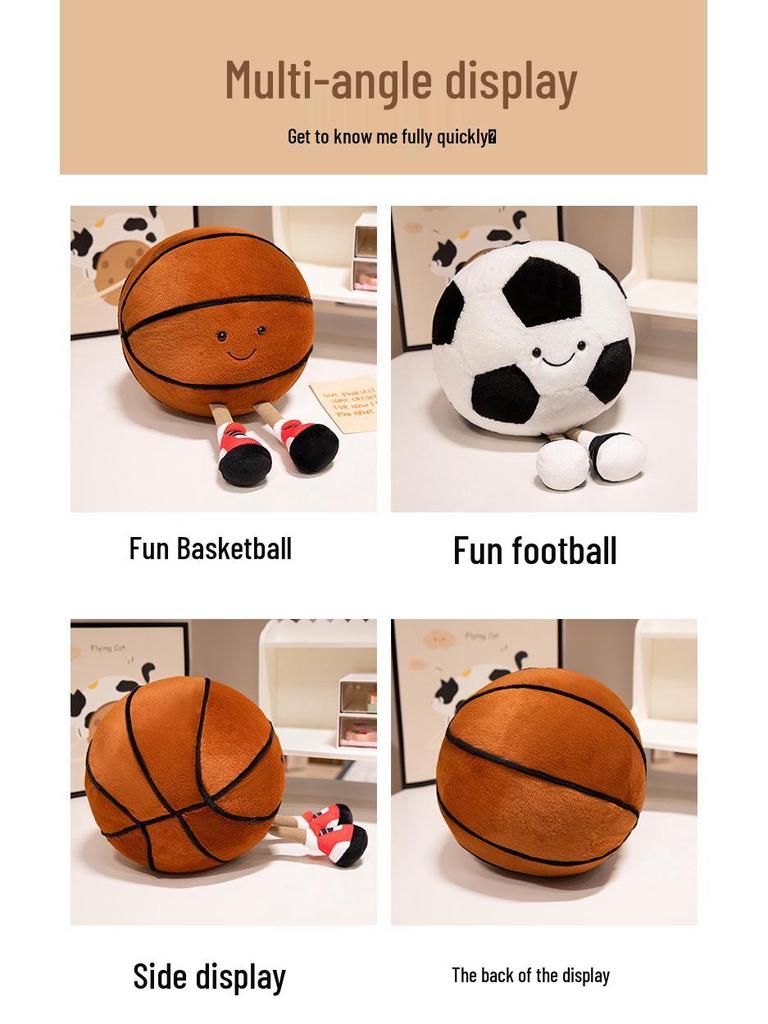 Creative Sports Plush Toy: Cute Football & Basketball Boy Doll Pillow, Perfect Birthday Gift for Kids or Boyfriend