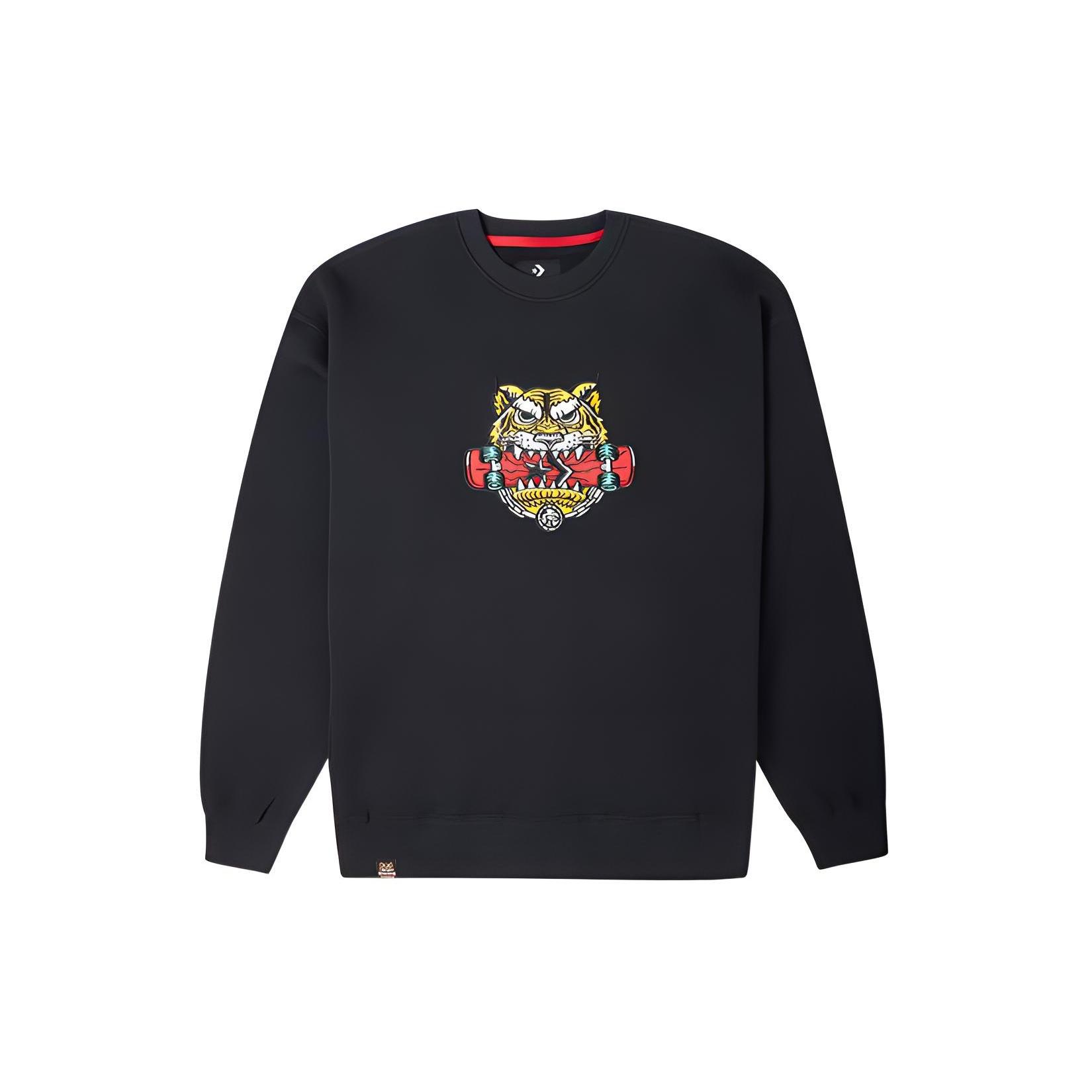 Converse New Year Series Tiger Pattern Round Neck Sweatshirt Asia Sizing Black Men s 10024319-A02 L