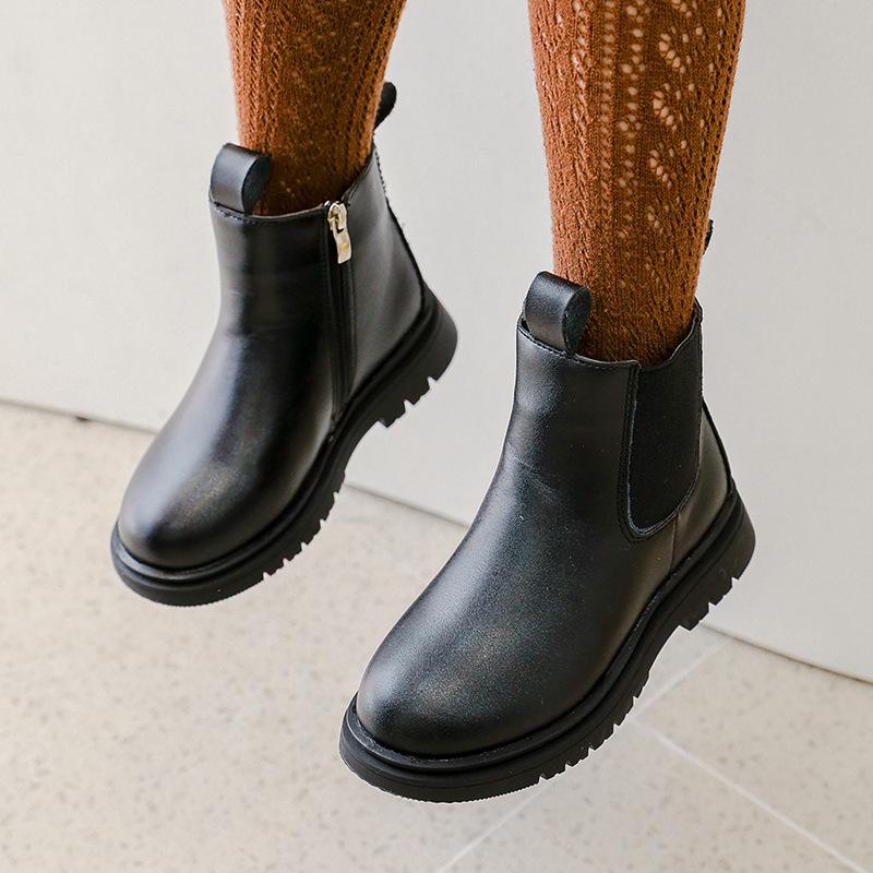 Children's Martin boots 2025 autumn and winter new boys and girls British wind smoke boots medium and older children's side zipper casual single boots