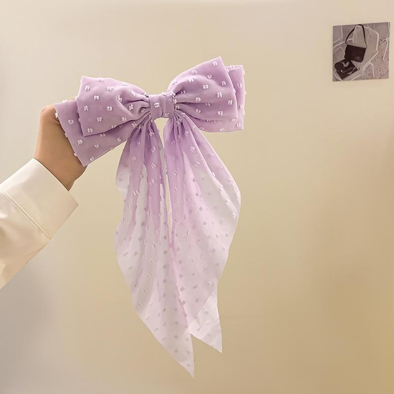 Fairy Style Hair Clip Solid Color Oversized Bow Streamer Hair Clamp Chiffon Bow Hair Clip Fashion Hair Accessories