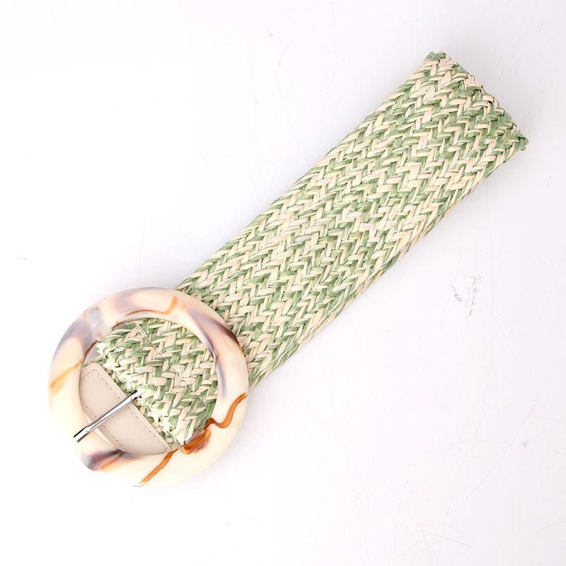 Bohemian Womens Fashion Wide Faux Grass Weave Belt For Dresses And Blouses