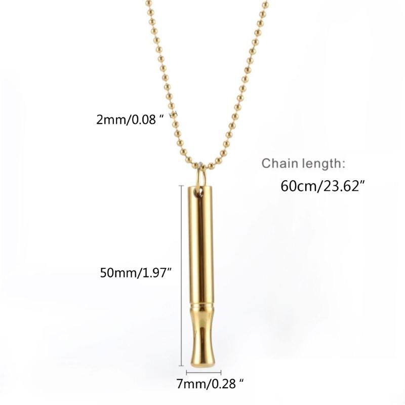Stainless Steel Meditation Mindfulness Pendant with Whistle Design Meditation Necklace Breathing Exercise Tool for Adult
