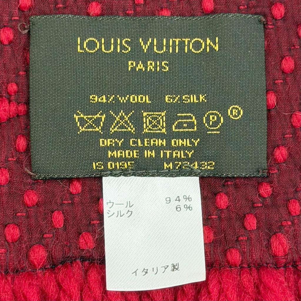 Great LOUIS VUITTON Scarf Escalp Logo Mania Monogram fringe wool Women M72432 Used