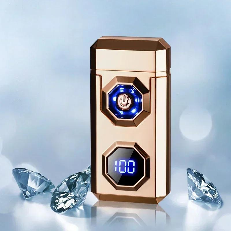 Large Flame Arc Metal Lighter Windproof LED Lighting Power Display Ignition Display Fast Charging Ignition Gadget
